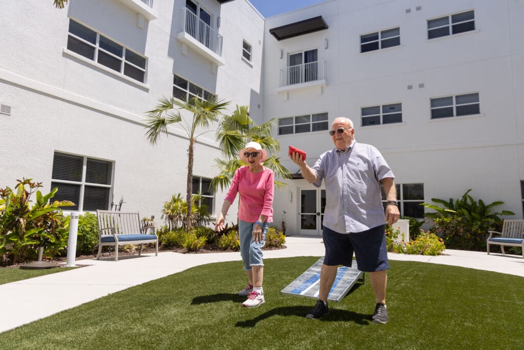 Seniors playing cornhole 